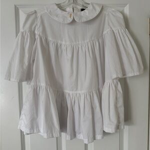 White Ruffled Women's Top